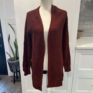 Love + Ellie Burgundy Long Open Cardigan Sweater Small